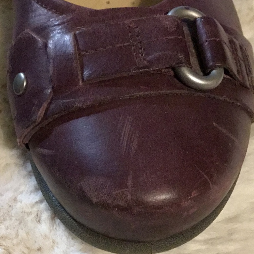ECCO Burgundy Leather Buckle Flats Comfort Work Shoes 37 - Picture 15 of 16